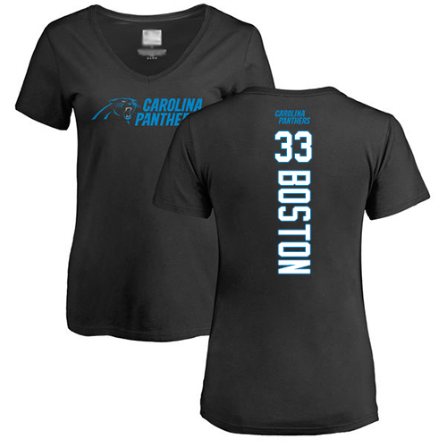 Carolina Panthers Black Women Tre Boston Backer NFL Football #33 T Shirt->nfl t-shirts->Sports Accessory